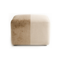 Medium-sized ottoman partially cleaned to show stain removal
